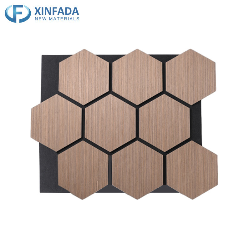 Hexagonal Pattern Polyester MDF Wood Veneer Surface Wall Panel