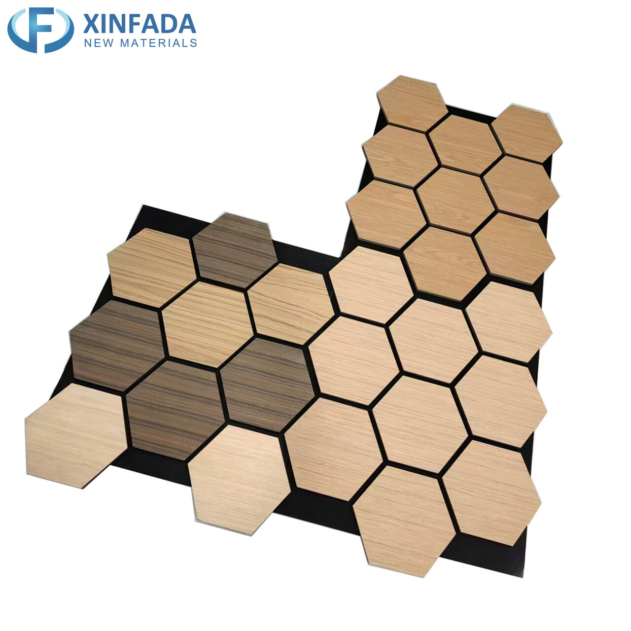 Hexagonal Pattern Polyester MDF Wood Veneer Surface Wall Panel