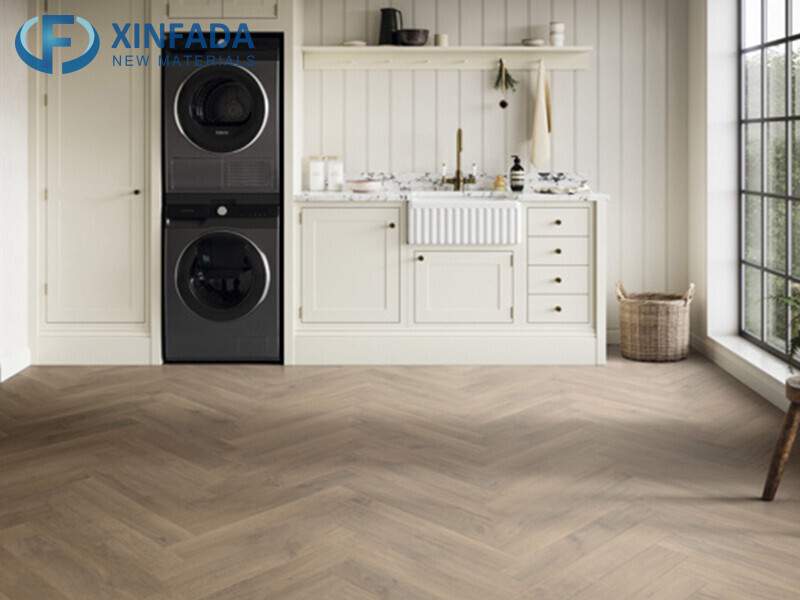Brown Faux Oak Herringbone Laminate Flooring