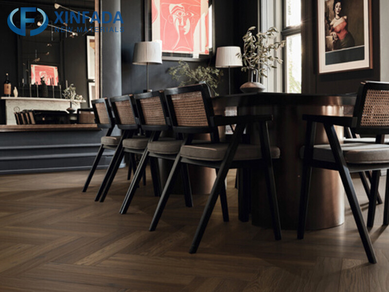 Brown Wear-Resistant Herringbone Composite Flooring