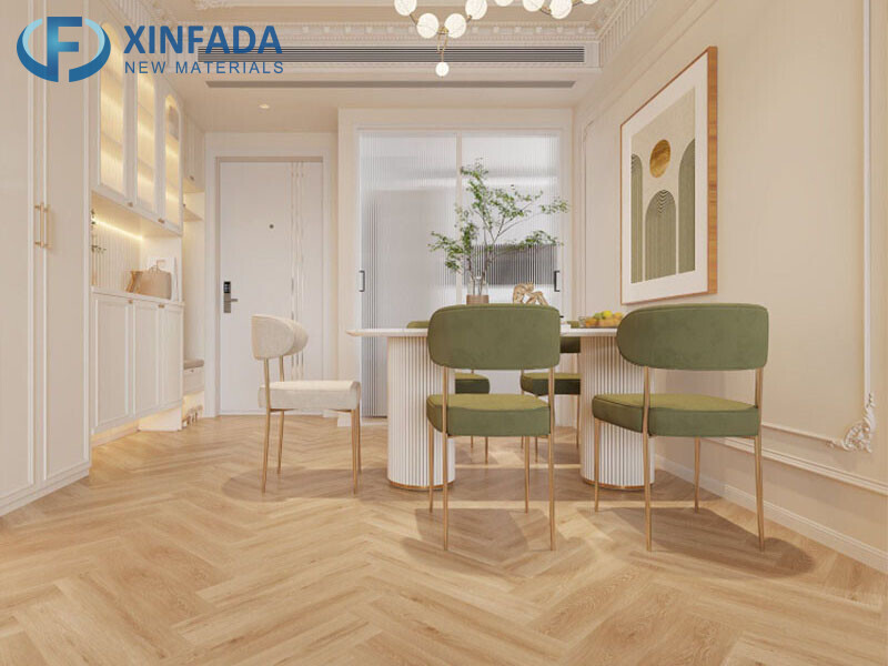 SPC Beige Herringbone Waterproof Flooring