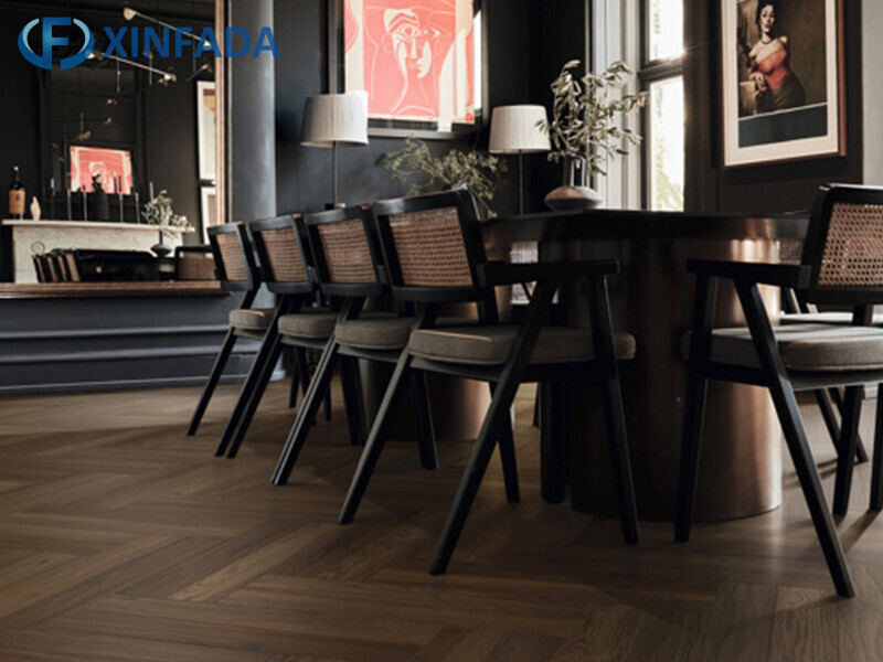 Brown Wear-Resistant Herringbone Composite Flooring