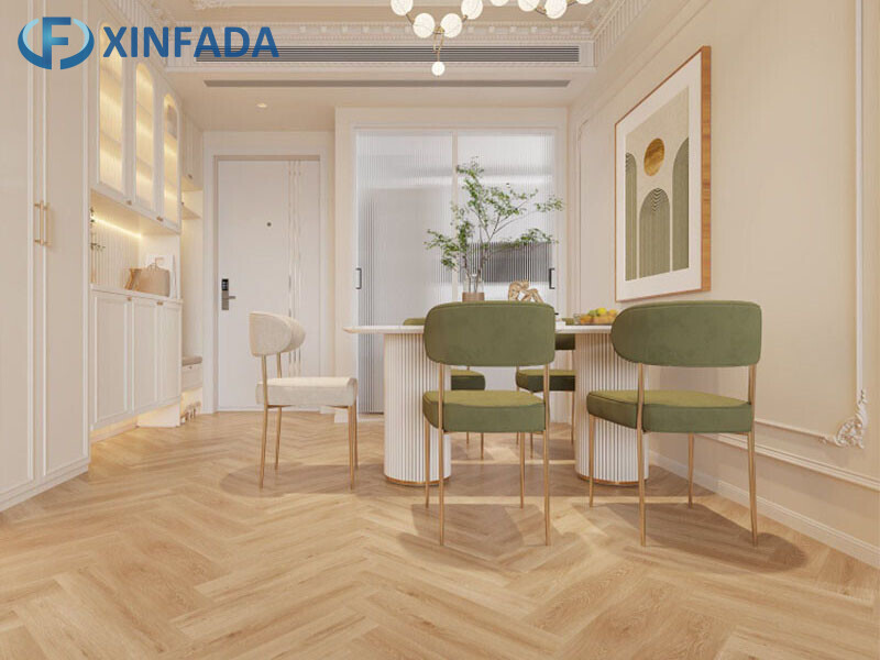 SPC Beige Herringbone Waterproof Flooring