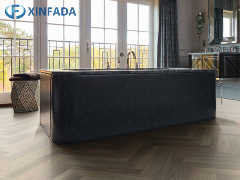 Beige-Grey Wear-Resistant Herringbone LVT Flooring