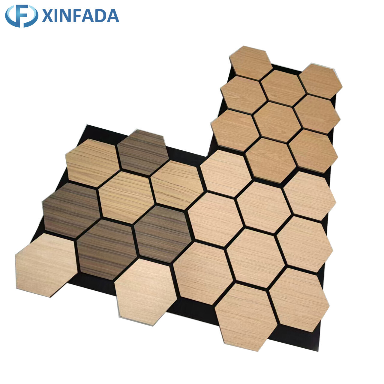 Hexagonal Pattern Polyester MDF Wood Veneer Surface Wall Panel