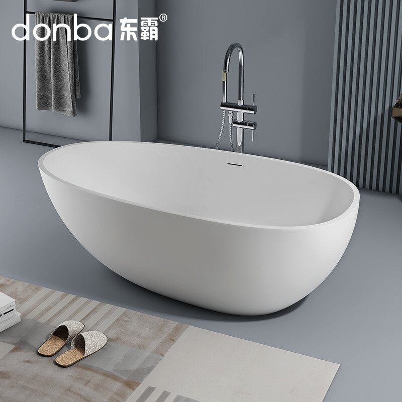 Egg-shaped freestanding artificial stone bathtub DB-8608