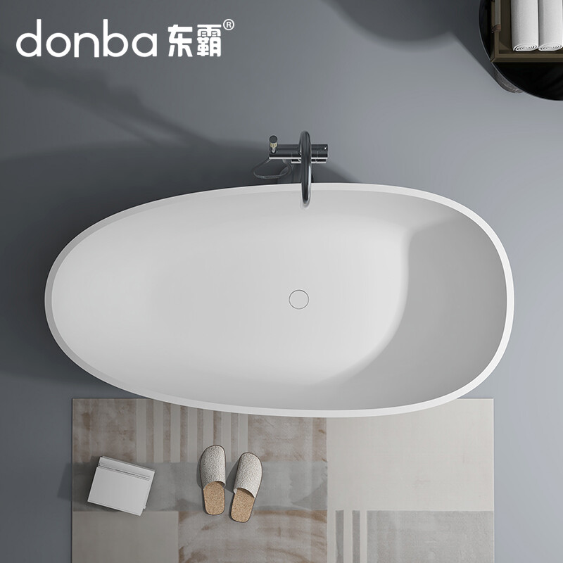 Egg-shaped freestanding artificial stone bathtub DB-8608