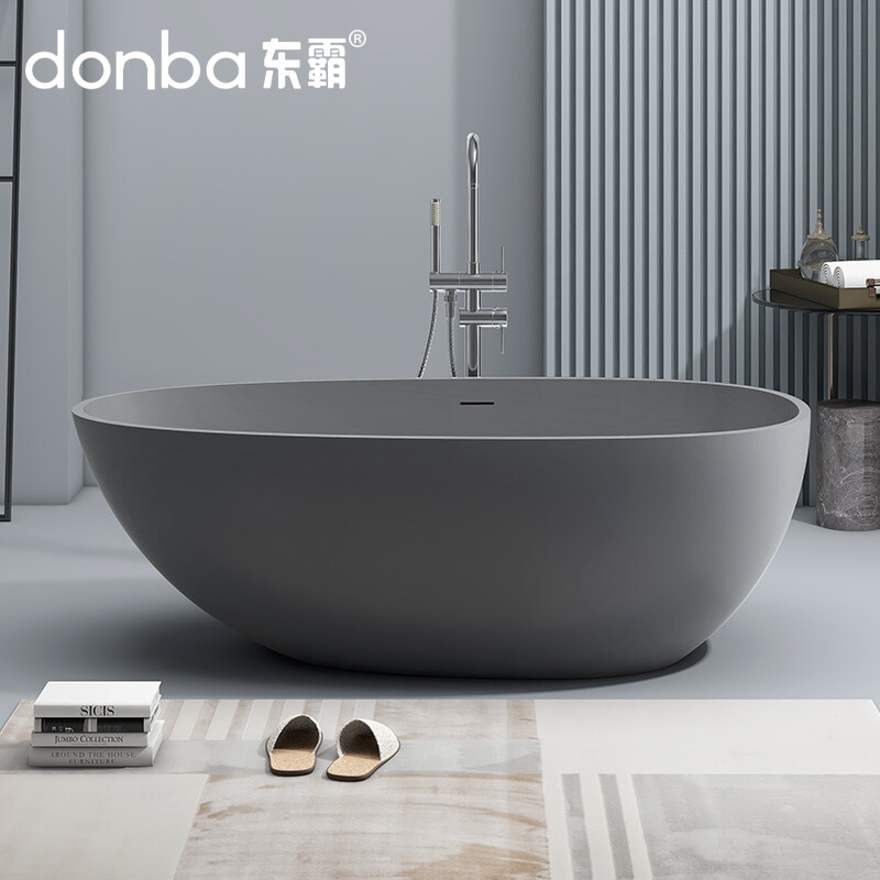 Egg-shaped freestanding artificial stone bathtub DB-8608