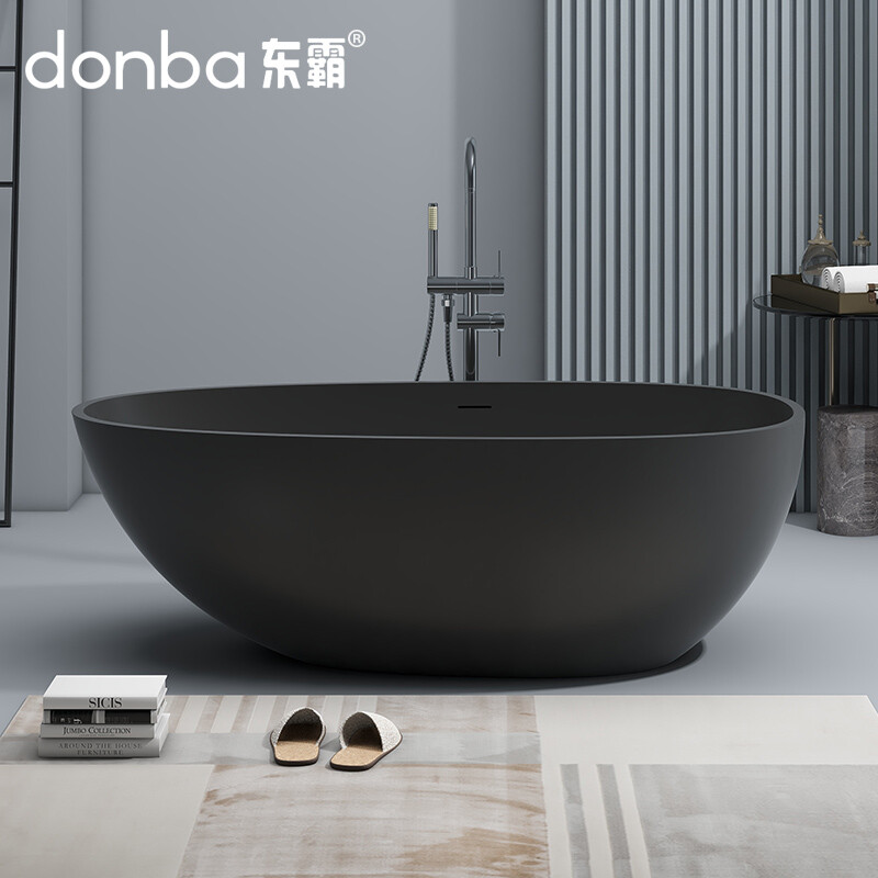 Egg-shaped freestanding artificial stone bathtub DB-8608