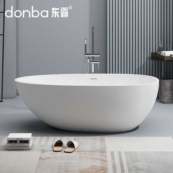 Egg-shaped freestanding artificial stone bathtub DB-8608