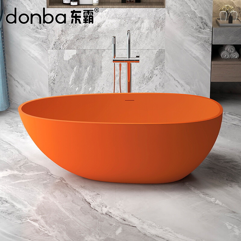 Egg-shaped freestanding artificial stone bathtub DB-8608