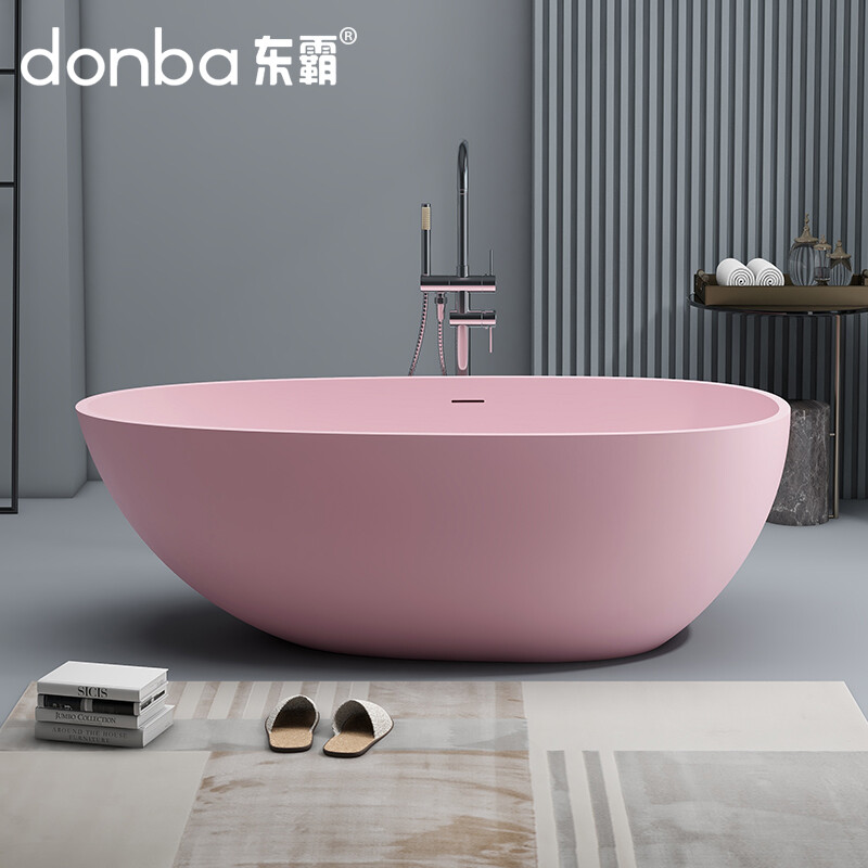 Egg-shaped freestanding artificial stone bathtub DB-8608