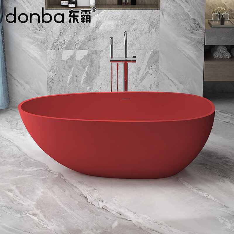Egg-shaped freestanding artificial stone bathtub DB-8608