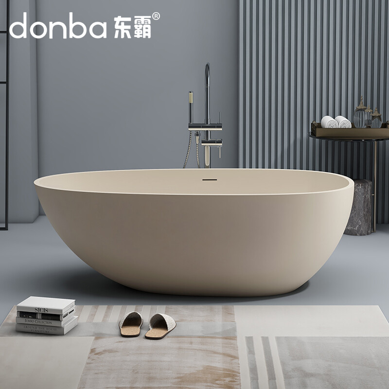 Egg-shaped freestanding artificial stone bathtub DB-8608