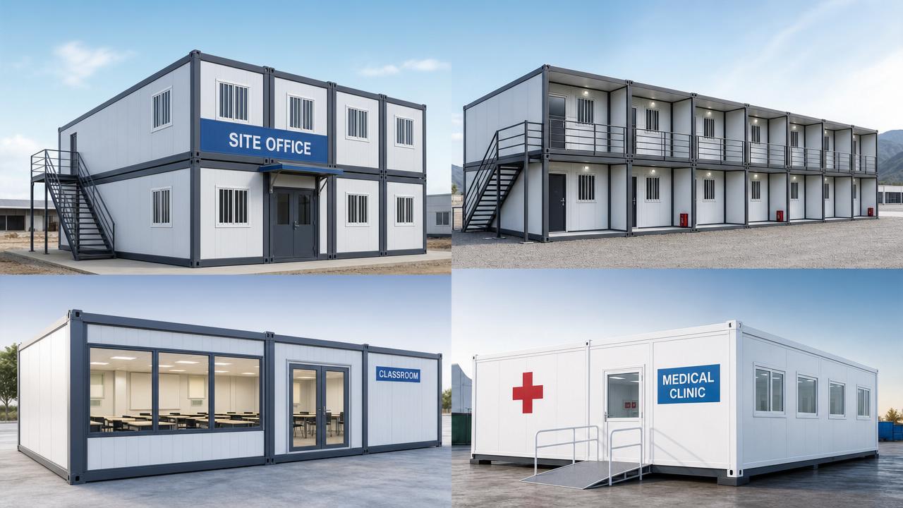 Meilleures applications de maisons conteneurs pour bureaux de chantier, camps, salles de classe et cliniques