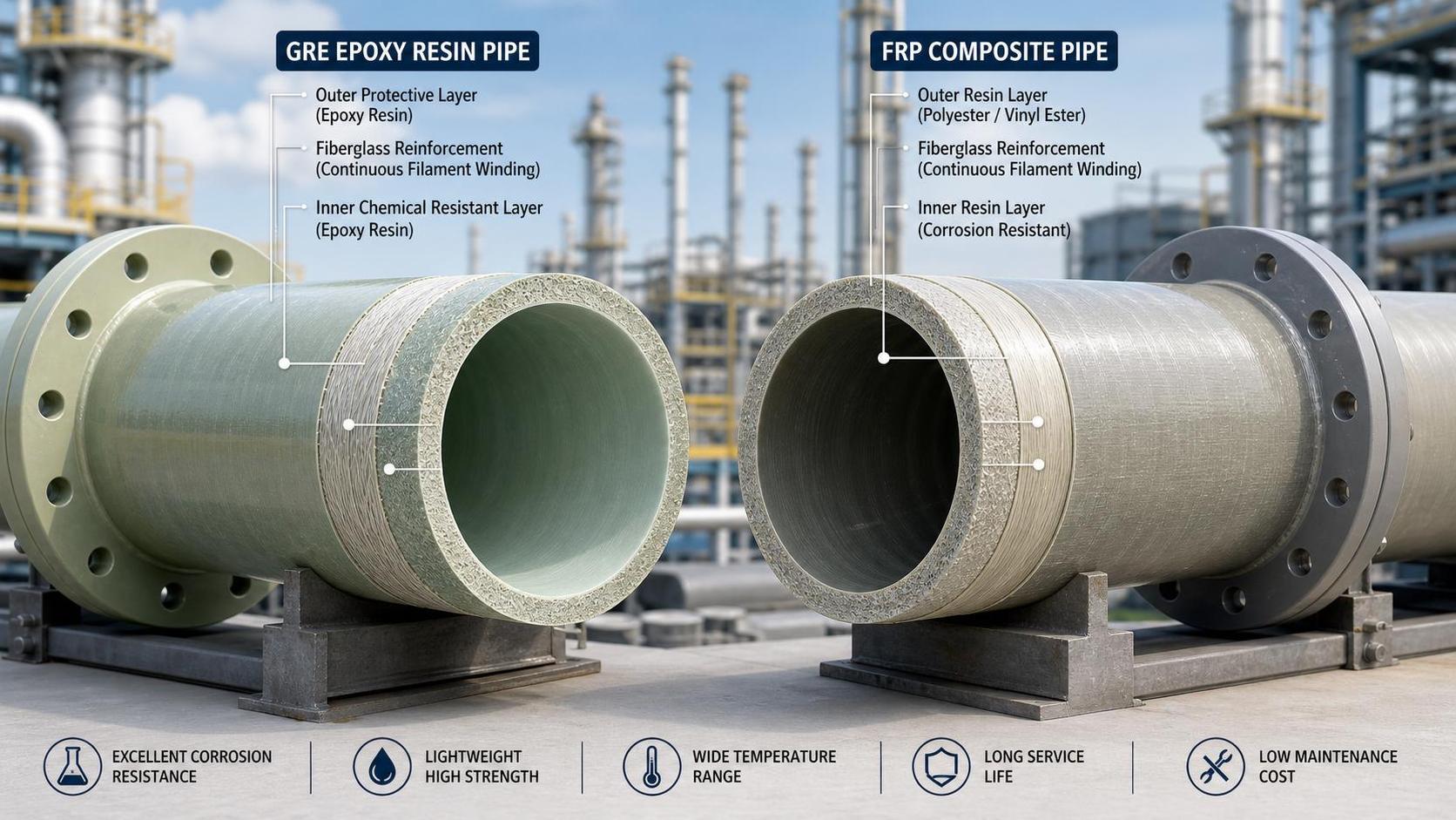 GRE Pipe vs FRP Pipe: What Is the Difference? GRE Pipe vs FRP Pipe: What Is the Difference?