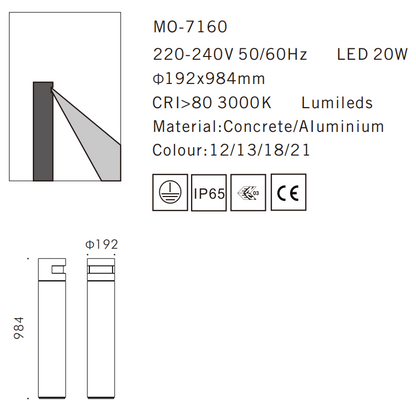 MO-7160 Cement Outdoor Bollard Lamp