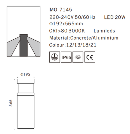 MO-7145 Cement Outdoor Bollard Lamp