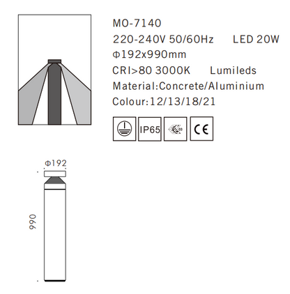 MO-7140 Cement Outdoor Bollard Lamp