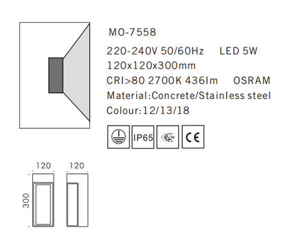 MO-7558 Concrete Outdoor Wall Light