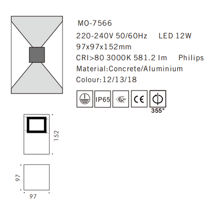 MO-7566 Concrete Outdoor Wall Light