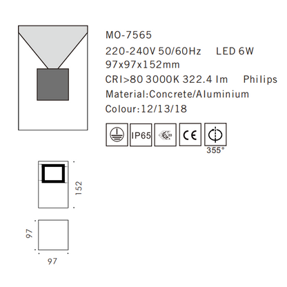 MO-7565 Concrete Outdoor Wall Light