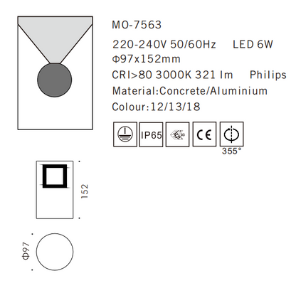 MO-7563 Concrete Outdoor Wall Light