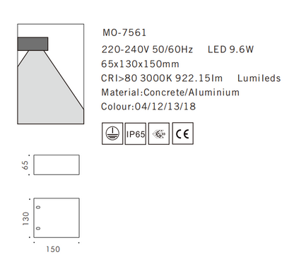 MO-7561 Concrete Outdoor Wall Light