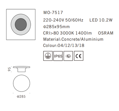 MO-7517 Concrete Outdoor Wall Light