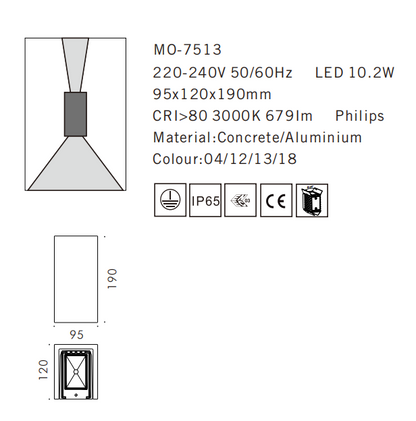 MO-7513 Concrete Outdoor Wall Light