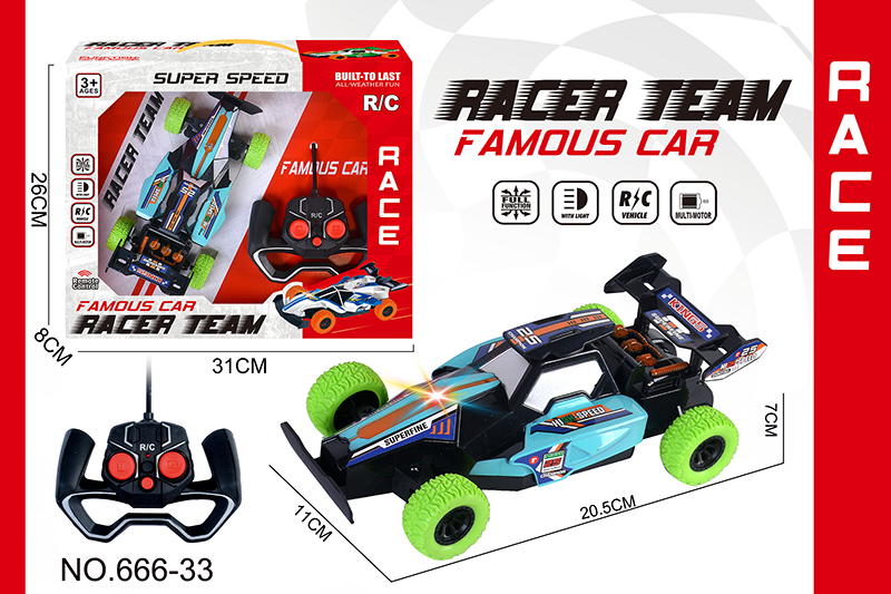 Four way remote control racing car with dual flashing lights 4436390