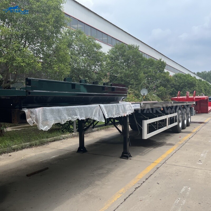 3 Axles Flatbed Semi Trailer with Wood Floor