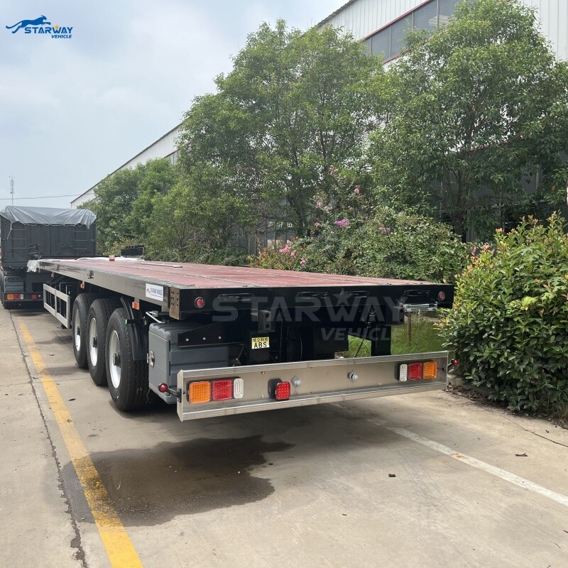 3 Axles Flatbed Semi Trailer with Wood Floor