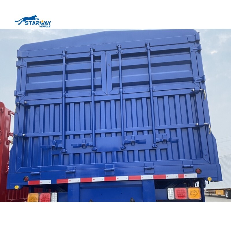 3 Axles 70 ton Fence cargo truck trailer with 1000 L oil tanker