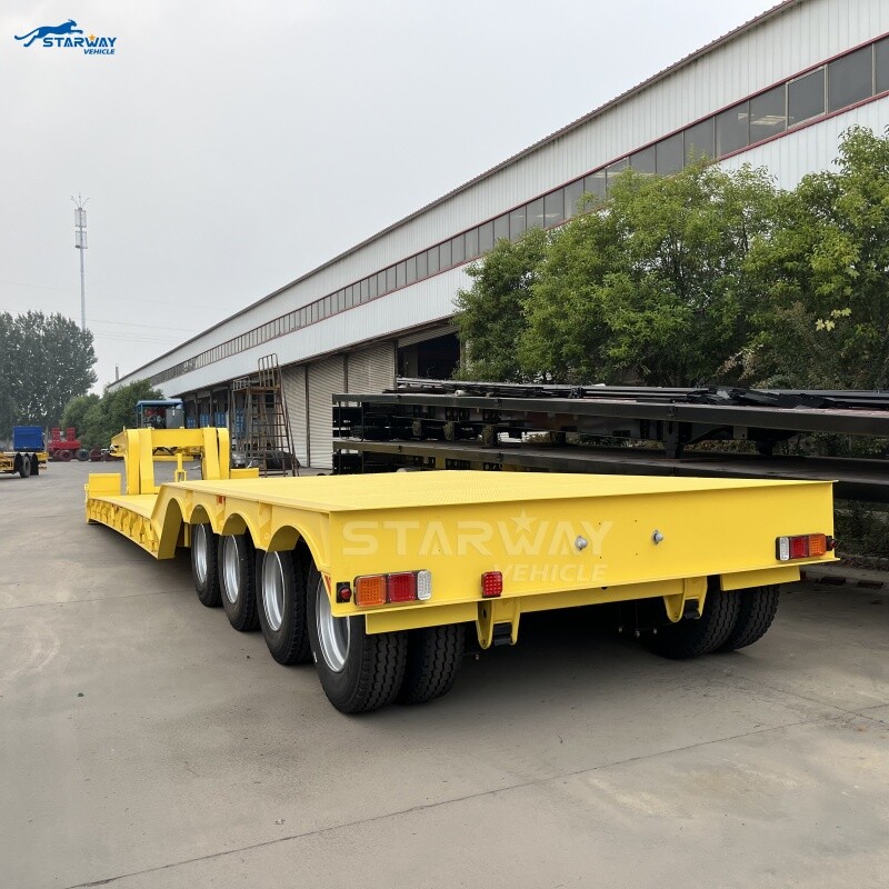Detachable gooseneck 4 axles 100 ton Lowbed Trailer