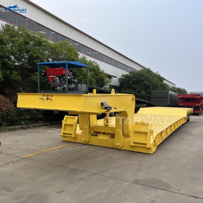 Detachable gooseneck 4 axles 100 ton Lowbed Trailer