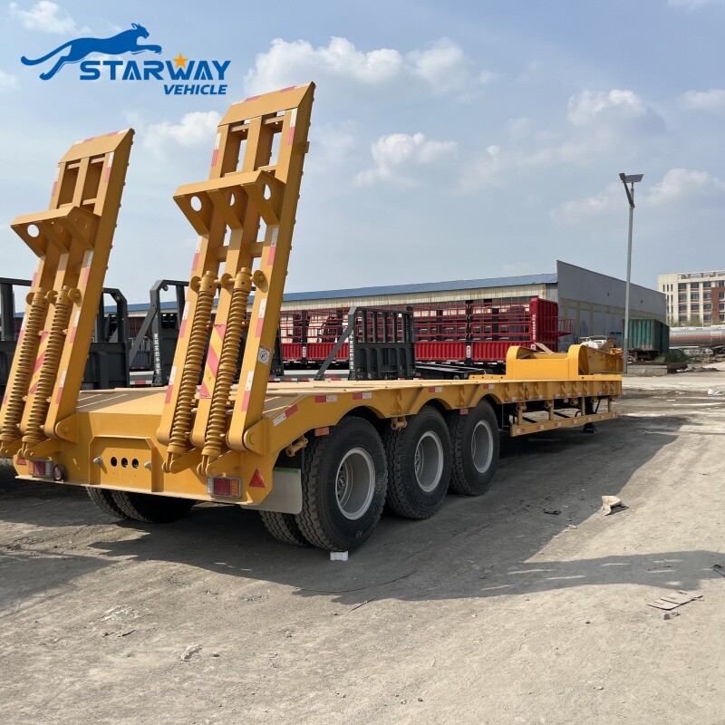 3 Axles Lowbed Truck Semi Trailer For Sale