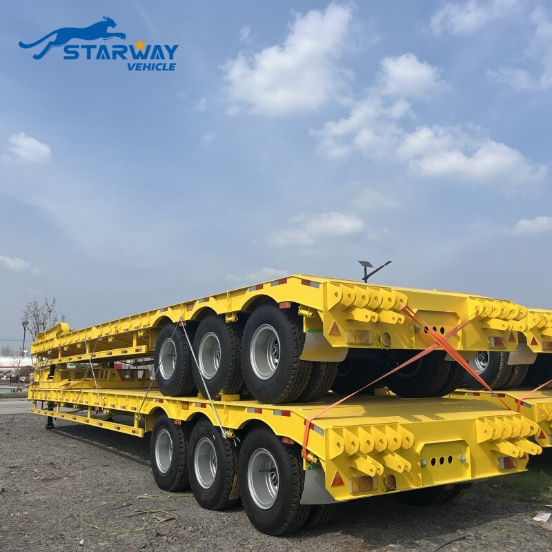 3 Axles Lowbed Truck Semi Trailer For Sale