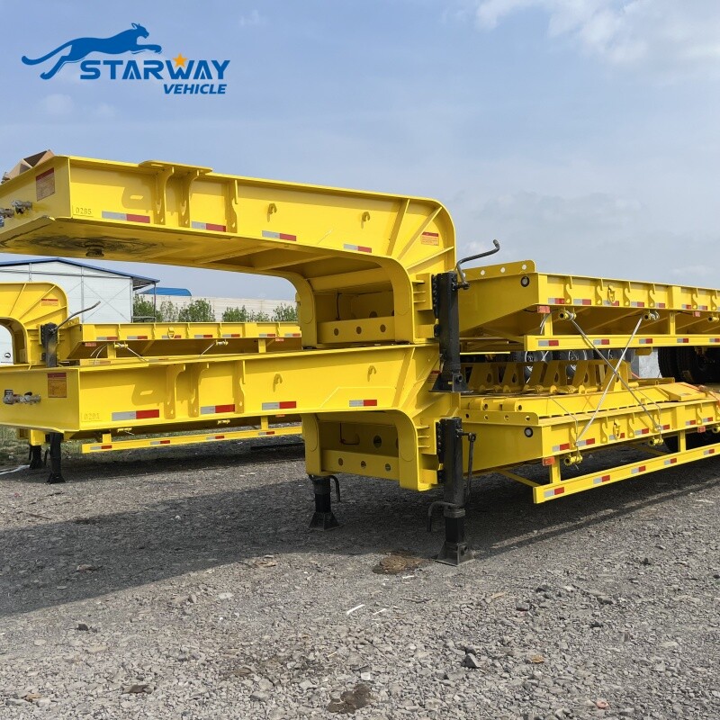 3 Axles Lowbed Truck Semi Trailer For Sale