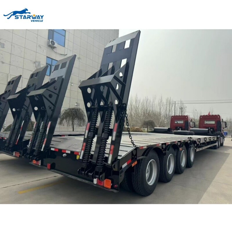 3 Axles Lowbed Truck Semi Trailer For Sale