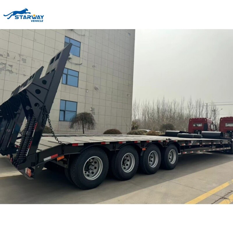 3 Axles Lowbed Truck Semi Trailer For Sale