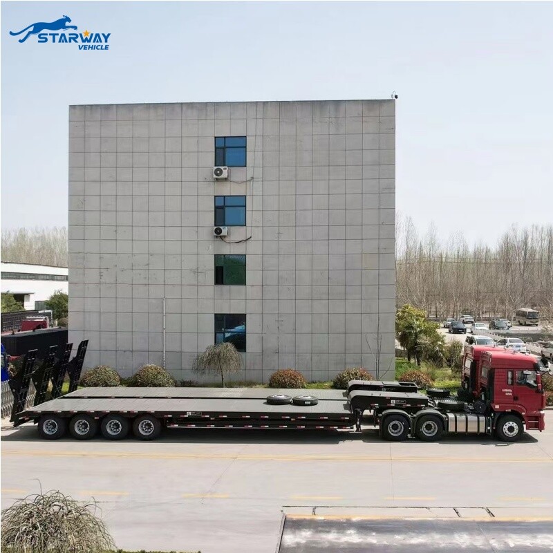 3 Axles Lowbed Truck Semi Trailer For Sale