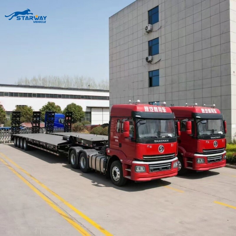 3 Axles Lowbed Truck Semi Trailer For Sale