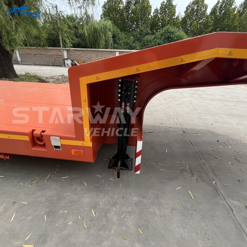 40-60 Ton 3 Axles Lowbed Semi Trailer with hydraulic Ladder