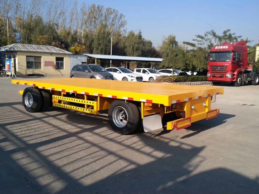 2 Axles Flatbed Drawbar Trailer 