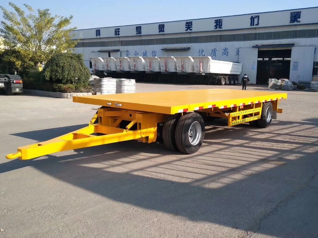 2 Axles Flatbed Drawbar Trailer 