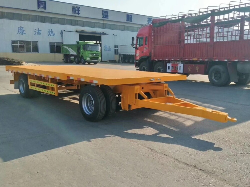 2 Axles Flatbed Drawbar Trailer 
