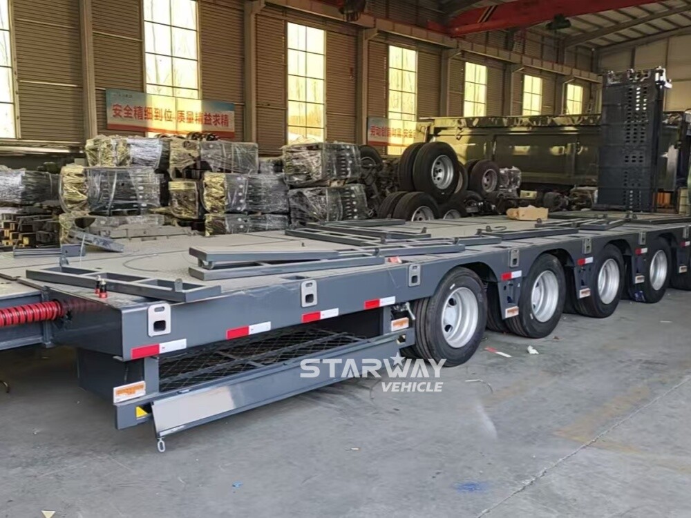 6 Axle Extendable Lowbed Semi Trailer with steering axles 