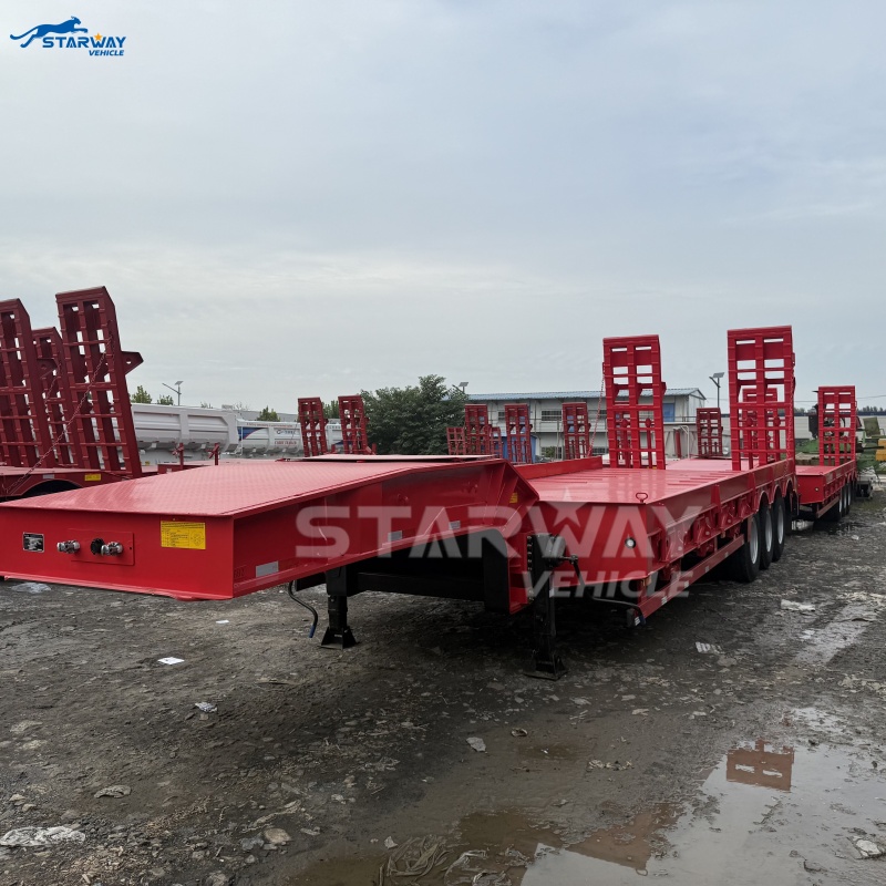 Tri-axle 40Tons Low Bed Semi Trailer