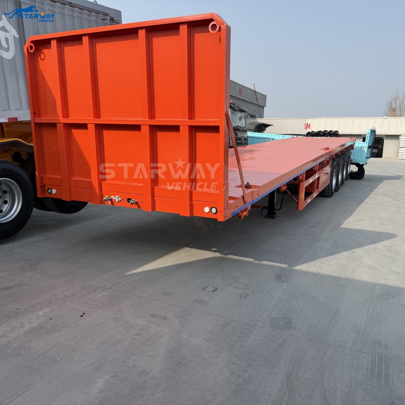 4-axle Flatbed Trailer with Front Wall